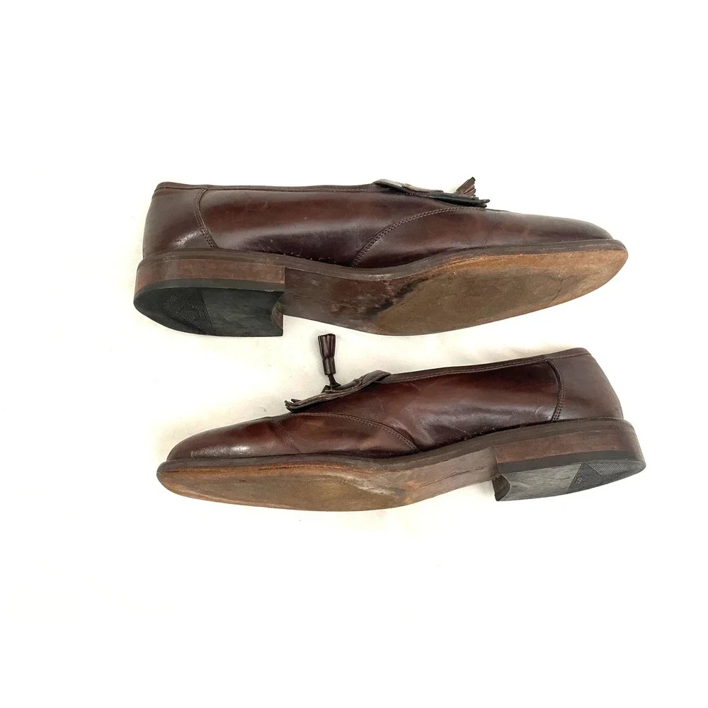 Brooks Brothers Tassel Loafers 13 Brown Leather Wingtip Kiltie Made in Italy